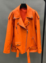 Load image into Gallery viewer, ORANGE LEATHER JACKET