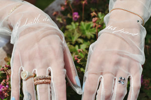 MARRIAGE MATERIAL MESH RHINESTONE GLOVES