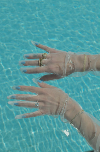 MARRIAGE MATERIAL MESH RHINESTONE GLOVES